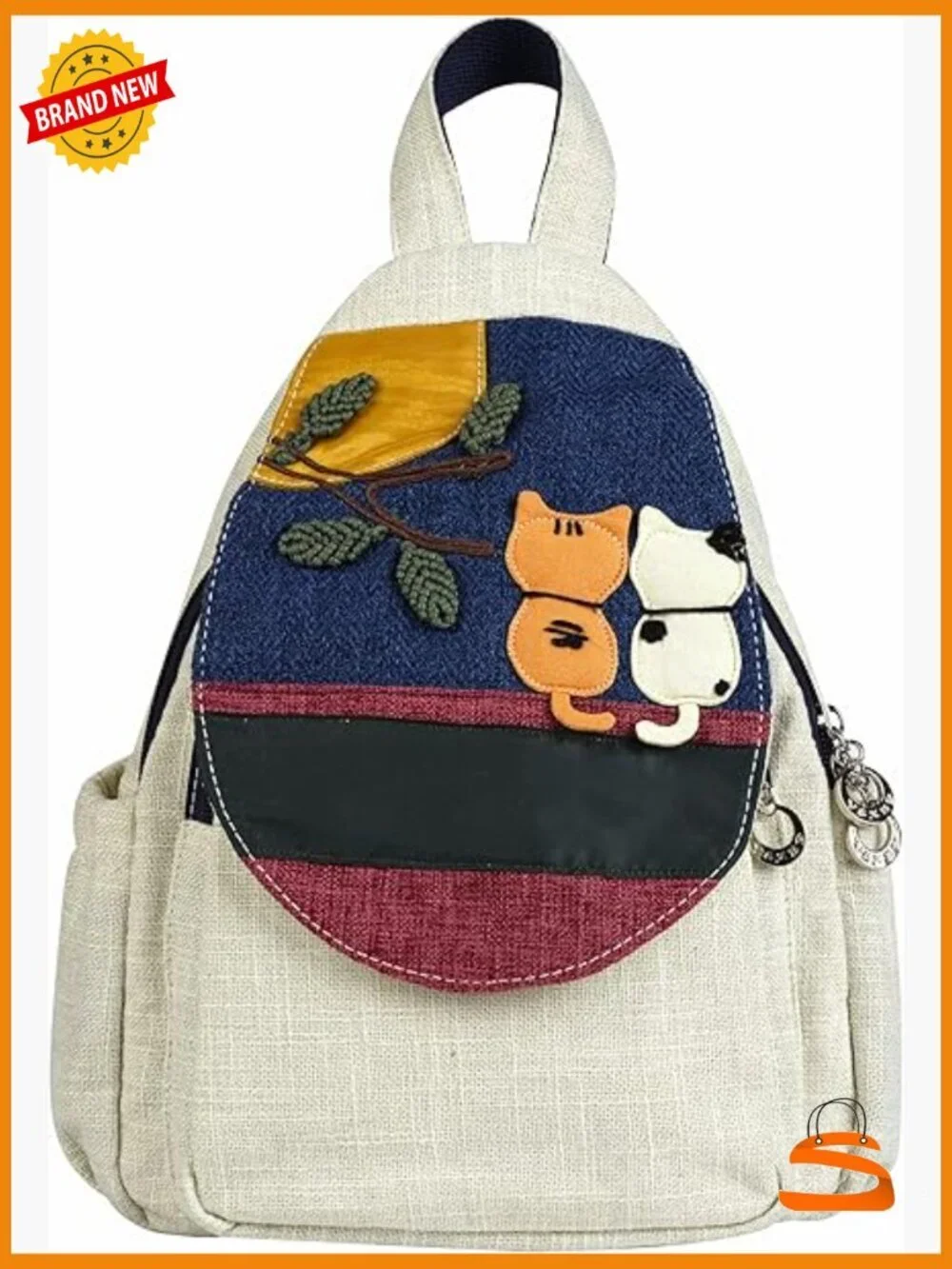 Bohemian Canvas Backpack Purse Adjustable Sling Bag Woven Tapestry Pattern